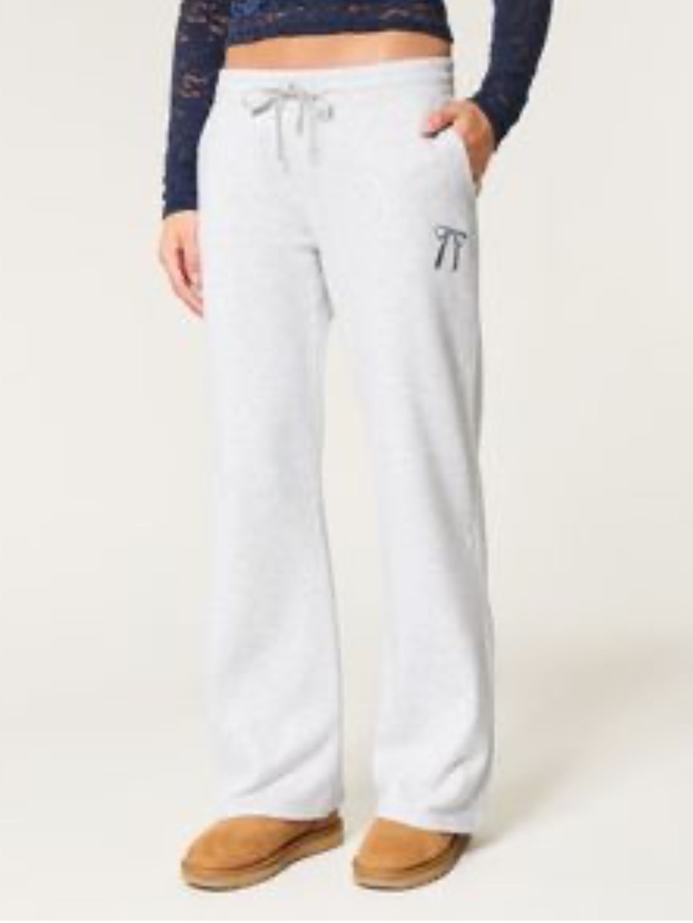 Hollister Light Gray Drawstring Track Pants